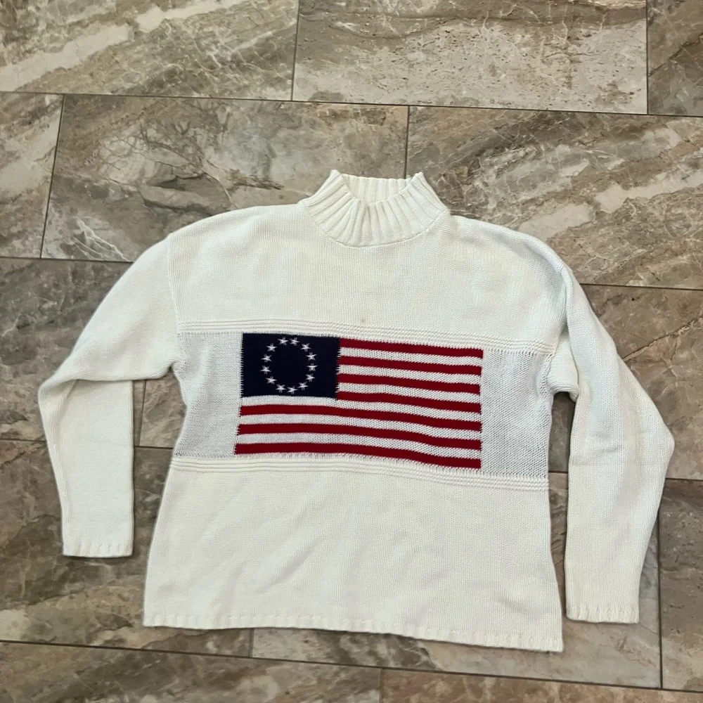 Vintage Stars and Stripes American Flag USA Made Sweater SZ XL - Picture 1 of 6